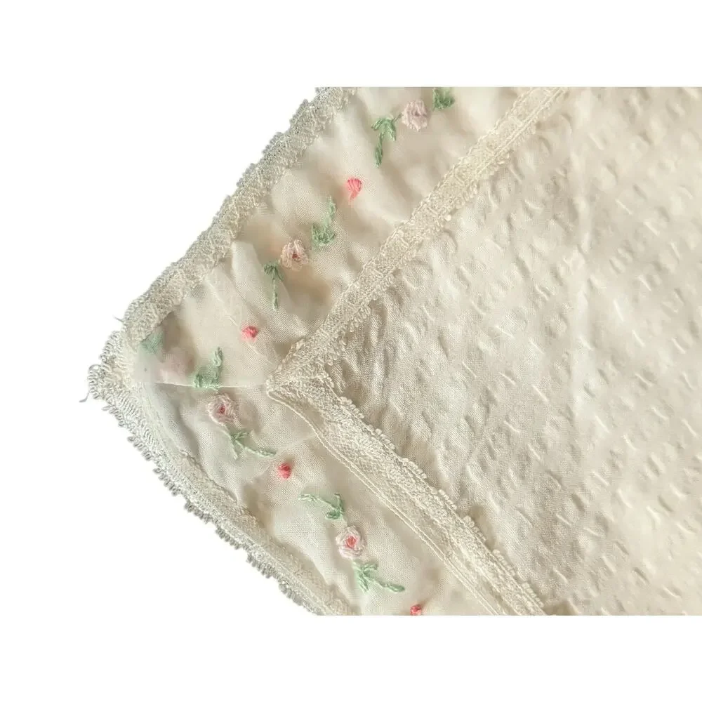 Vintage Dapper-Doo Baby Blanket Lovey Embroidered Rose Ribbon Heirloom